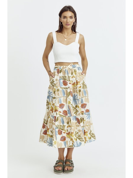 Grant Embroidered Midi Skirt