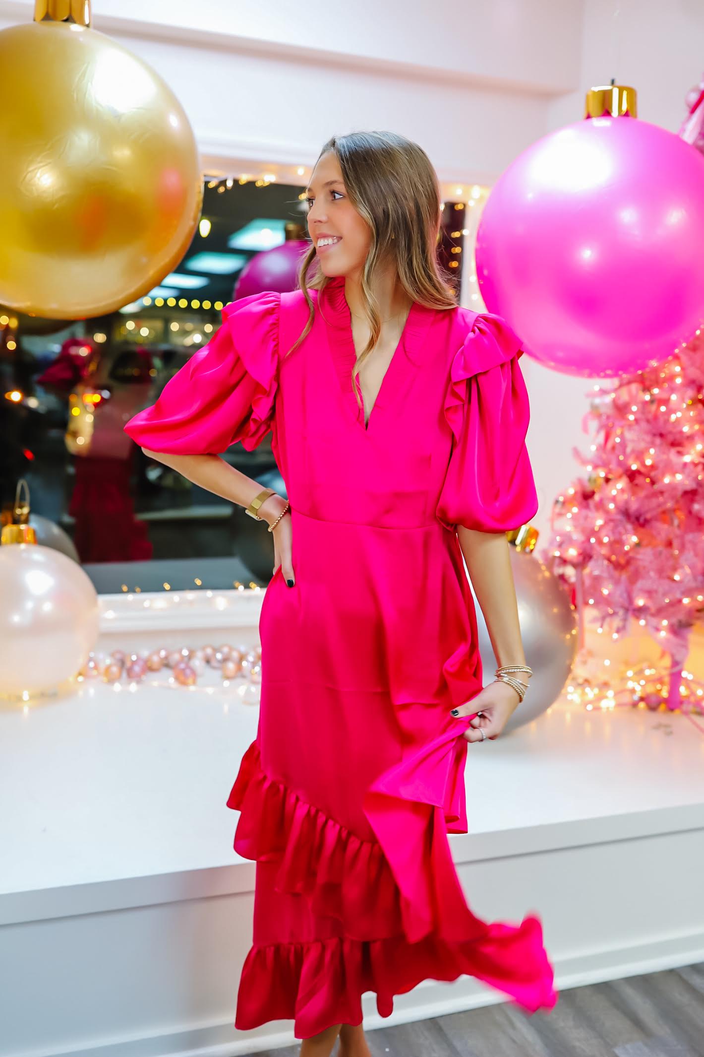Bianca Dress - Neon Pink