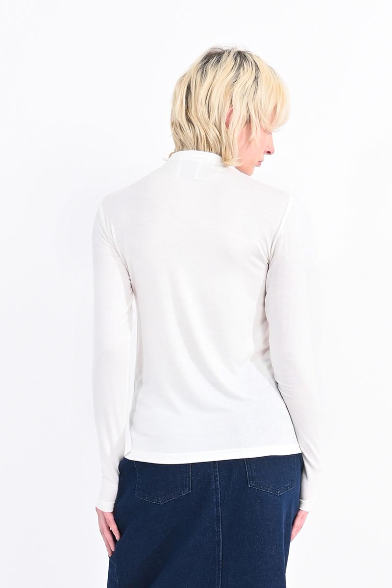 Under Pullover With Mock Collar - White