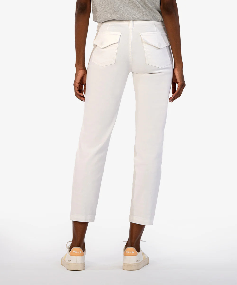 Reese Mid Rise Crop Straight Leg Jeans - Optic White