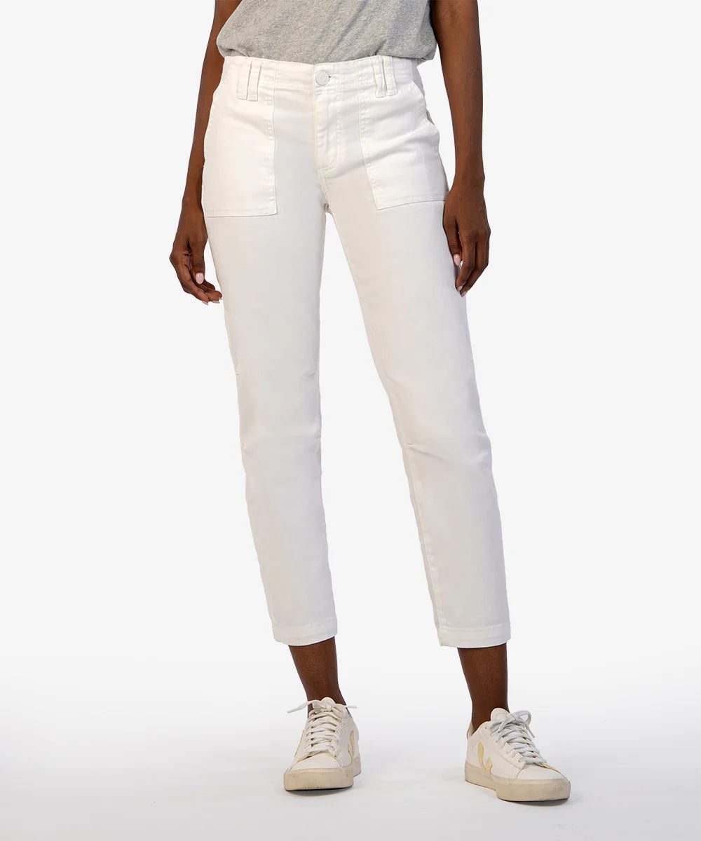 Reese Mid Rise Crop Straight Leg Jeans - Optic White