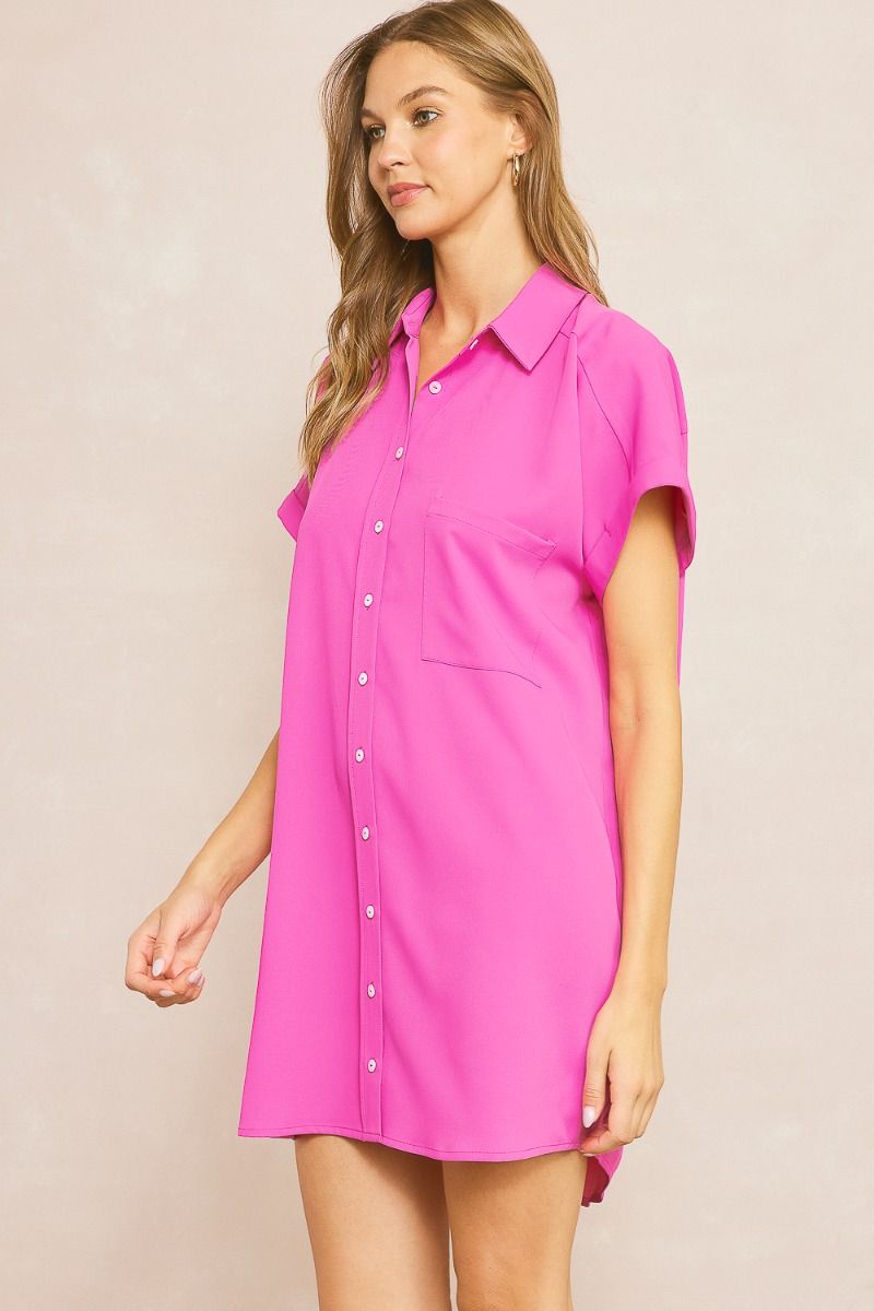 Collared Button Up Dress - Orchid